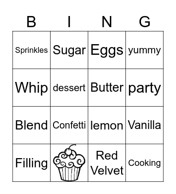 Cupcakes Bingo Card