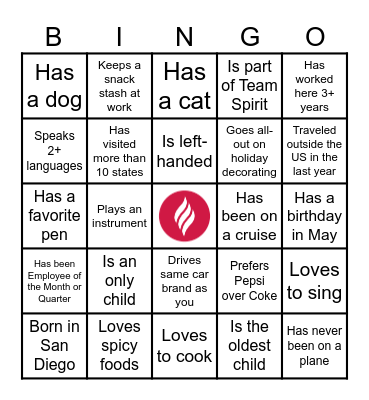 Getting To Know You Bingo Card