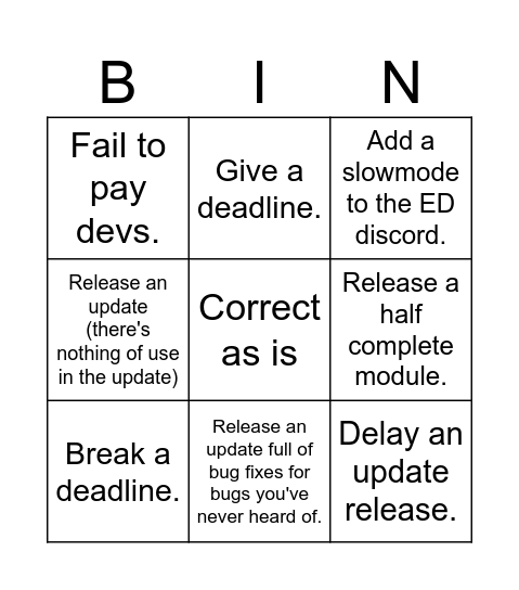 Eagle Dynamics Bingo Card