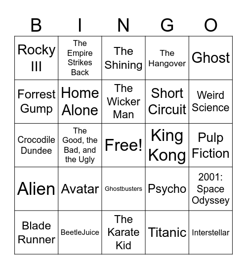 Movie Bingo Card