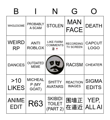 BOTTOM OF YOUTUBE SHORTS ROBLOX Bingo Card