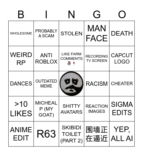 BOTTOM OF YOUTUBE SHORTS ROBLOX Bingo Card