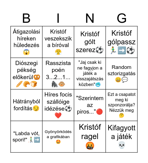 Kristóf Bingo Card