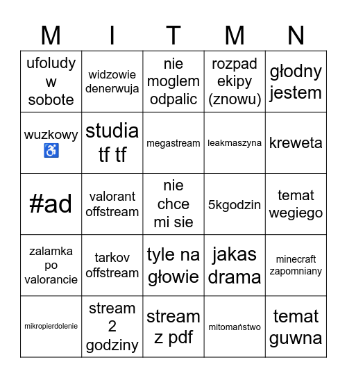 Meczennik Bingo Card