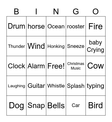 Sound Bingo Card