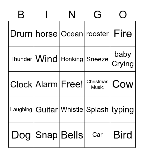 Sound Bingo Card