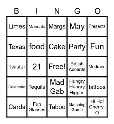 Games Bingo Card