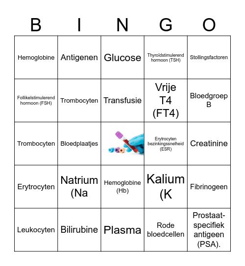 Bloed prik bingo Card