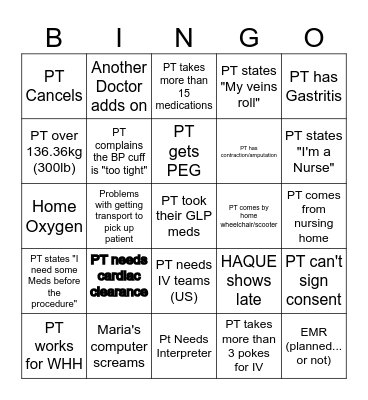 ENDO FRIDAY Bingo Card