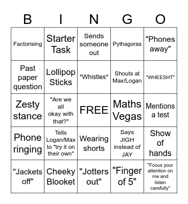 Dr Lawson Bingo Card