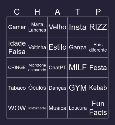 ChatPT Bingo Card