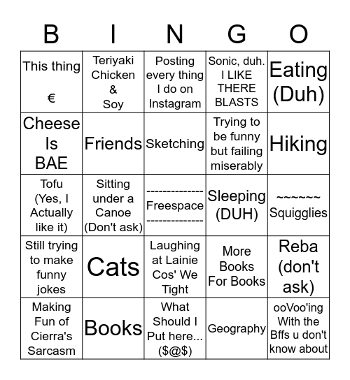 Donovan's Bingo Card Bingo Card