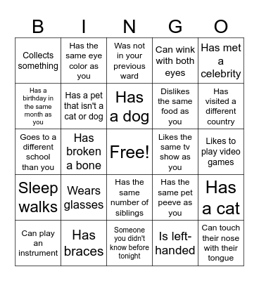 Find Someone Who.... Bingo Card