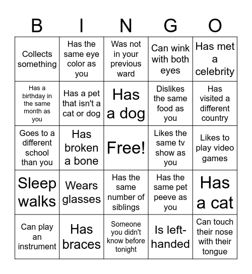 Find Someone Who.... Bingo Card