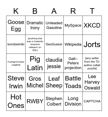 K-Bingo #3 - The Bingoing Bingo Card