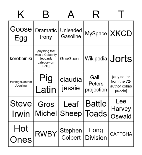 K-Bingo #3 - The Bingoing Bingo Card