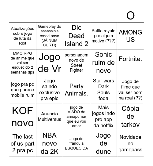 BINGO FODA DO SUMMER GAMES FEST Bingo Card