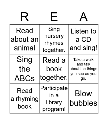 Beach Blanket Bingo! Ages 0 to 4 Bingo Card