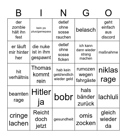 Niklas Bingo Card