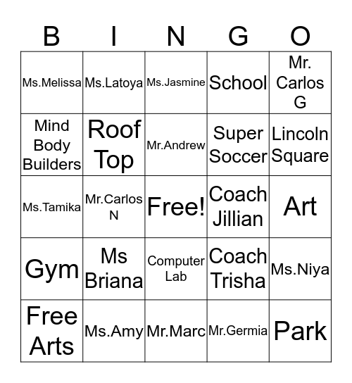 LSNC Bingo Card