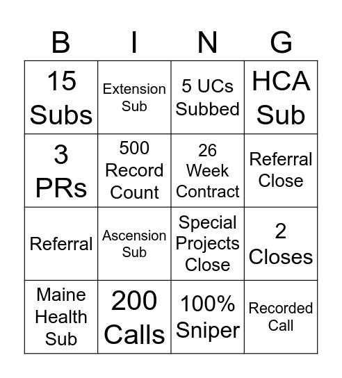 Allied Bingo Card