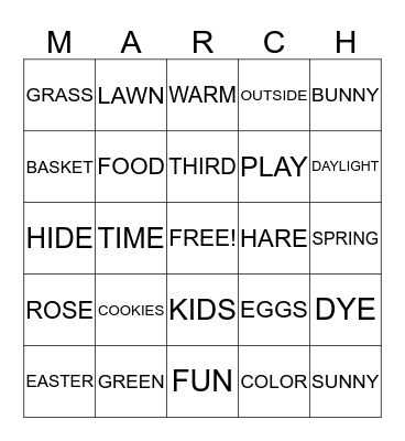 March Bingo Card