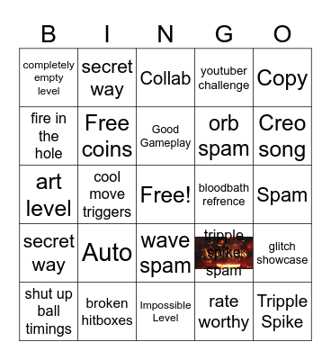 Recent Tab Bingo (Geometry Dash) Bingo Card