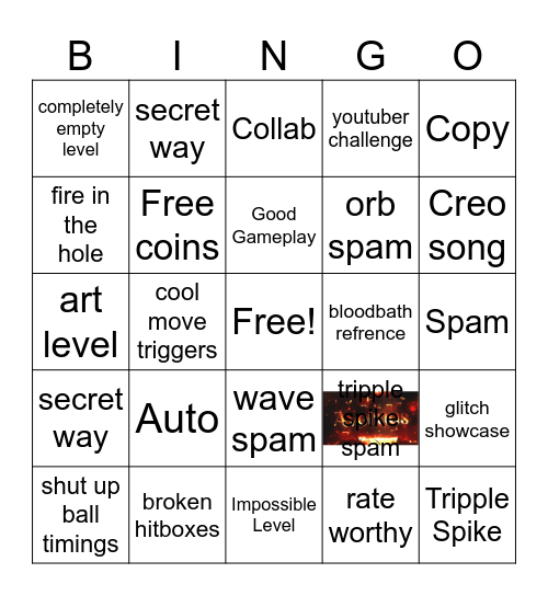 Recent Tab Bingo (Geometry Dash) Bingo Card