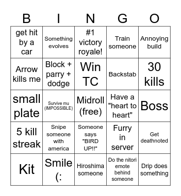 Item Asylum Bingo Card