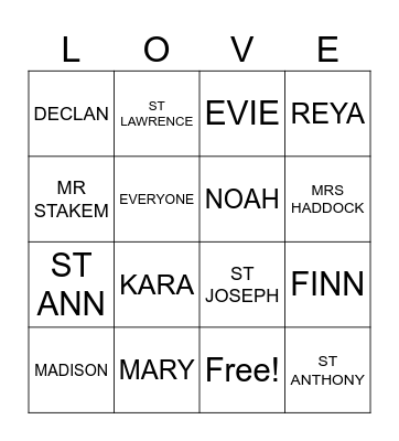 JESUS LOVES... Bingo Card