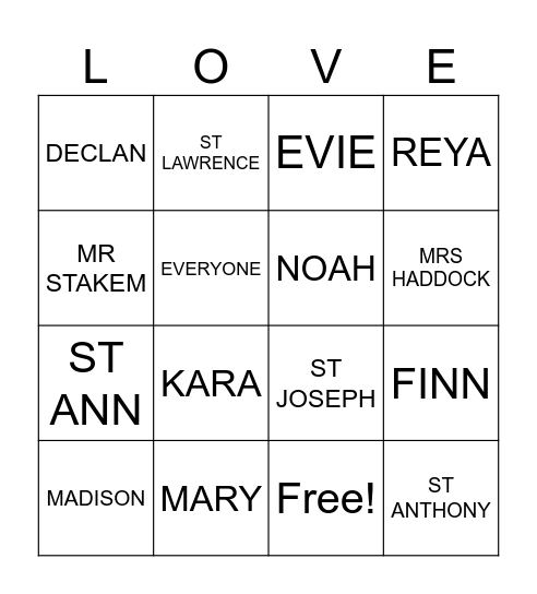 JESUS LOVES... Bingo Card