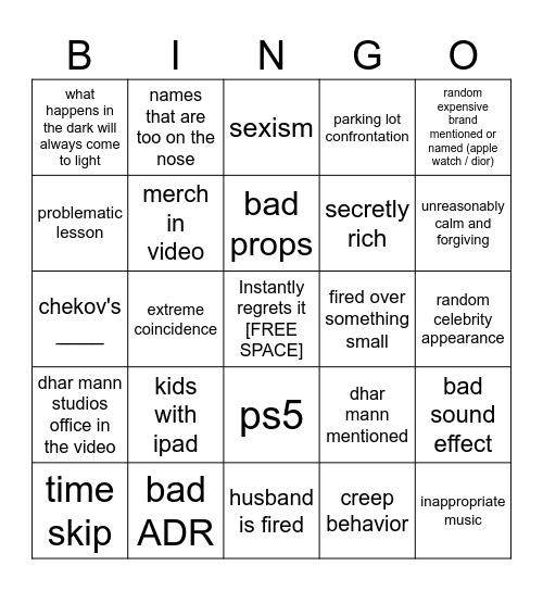 Dhar Mann Bingo v2 Bingo Card