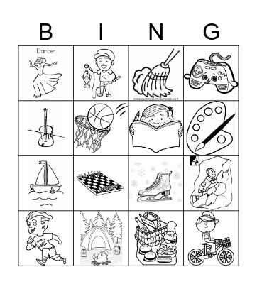 U5 Free Time Bingo Card