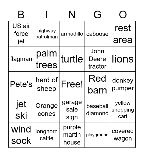 Scursion Bingo Card