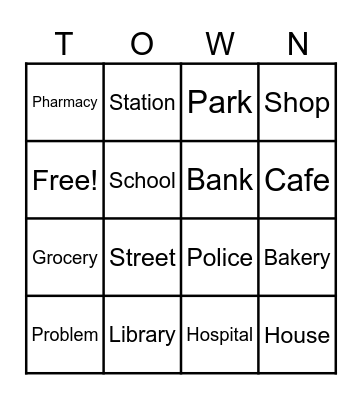 town bingo Card