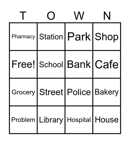 town bingo Card