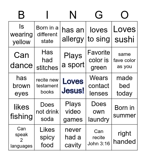 NHBC youth2 Bingo Card
