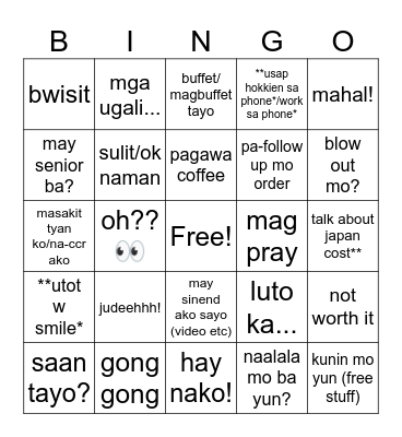 Papa Says... Bingo Card