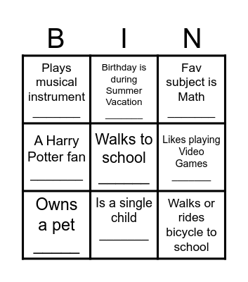 Bingo 1 Bingo Card