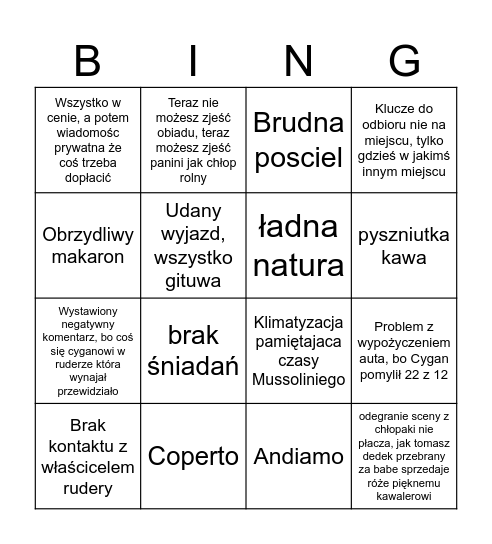 CYGANY EUROPY Bingo Card