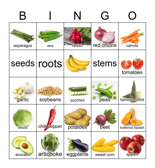 Plant Parts We Eat Bingo Card