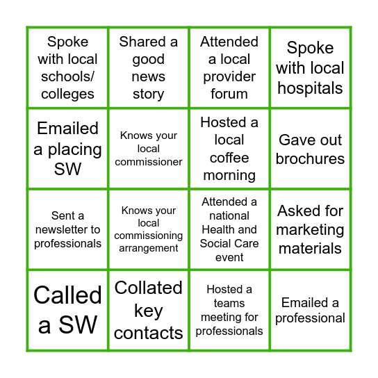 Relationship bingo! Bingo Card