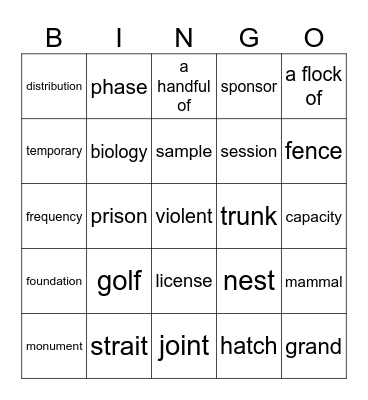 5.2299 Bingo Card