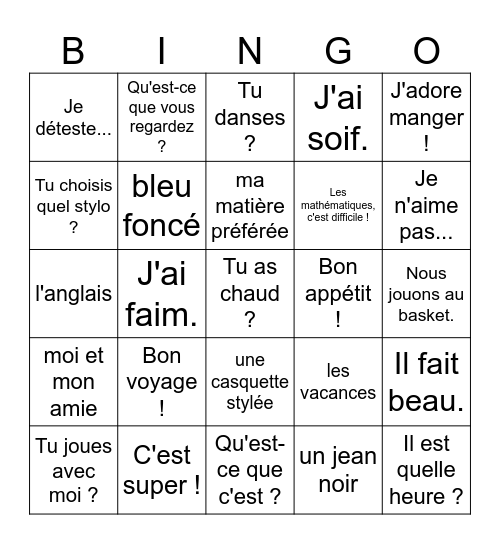 Cadeau 2 1-7 kertaus Bingo Card