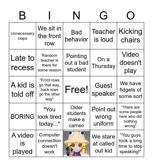 School Assesmbly Bingo Card Bingo Card