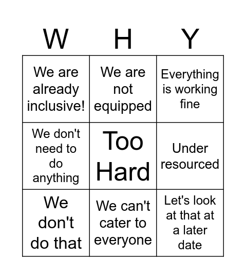 I bet you've heard this response before! Bingo Card