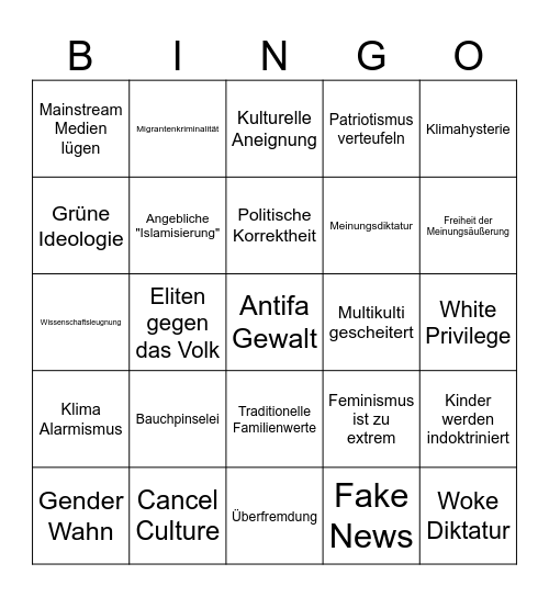 Talkingpoints Bingo Card