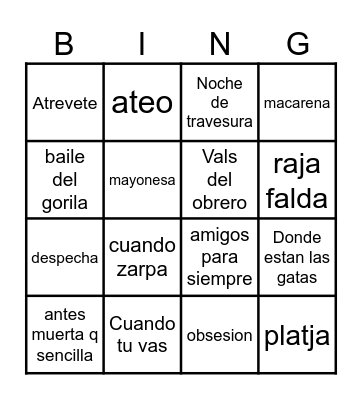 Bingo Musical! Bingo Card