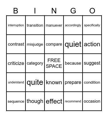 5th Grade Sight Words Bingo Card