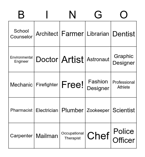 Career Bingo Card